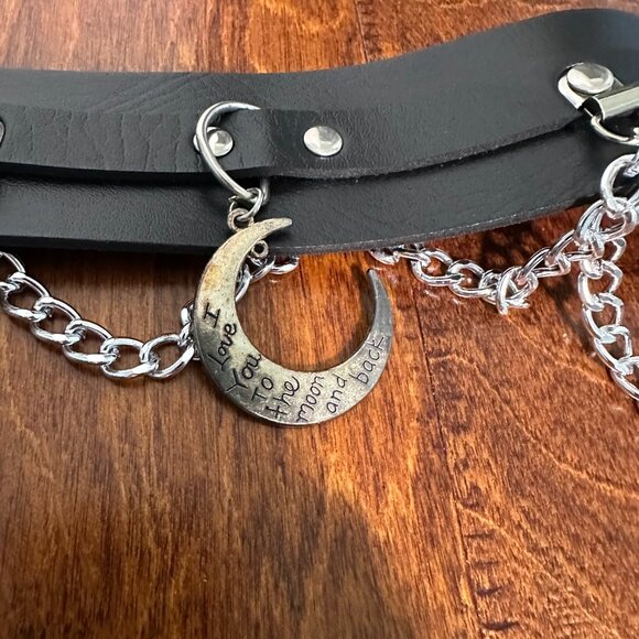 Dollskill Black Faux Leather Belt w/ Chains - Picture 2 of 4